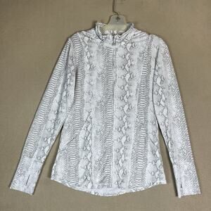 SanSoleil Pullover Womens S Gray Animal Print Golf 1/4‎ Zip Long Sleeve UPF 50